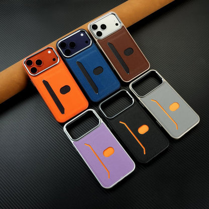 Leather lychee texture card holder Apple phone case