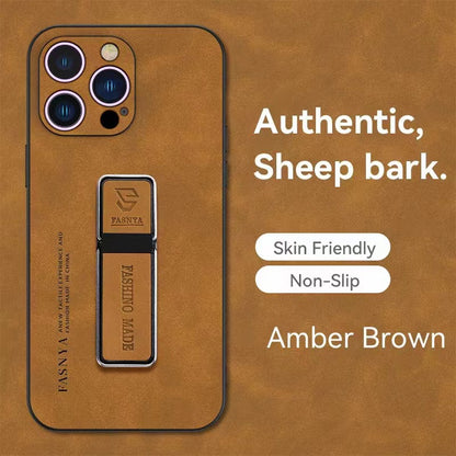 Lambskin magnetic stand Apple phone case