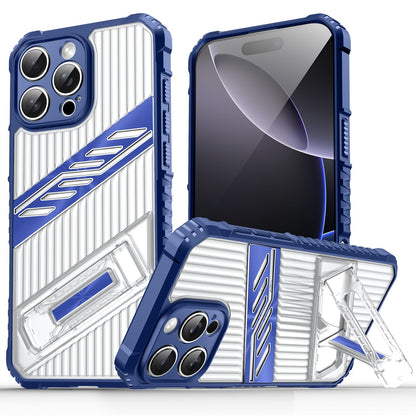 Transparent striped back panel invisible stand Apple phone case