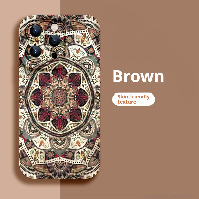 Ethnic Pattern Liquid Silicone Apple Phone Case