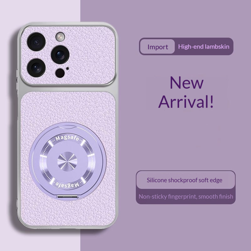 Skin-friendly lambskin magnetic stand Apple phone case