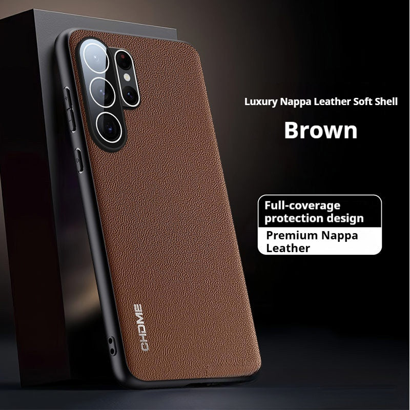 Nappa leather full-coverage drop-proof Samsung phone case