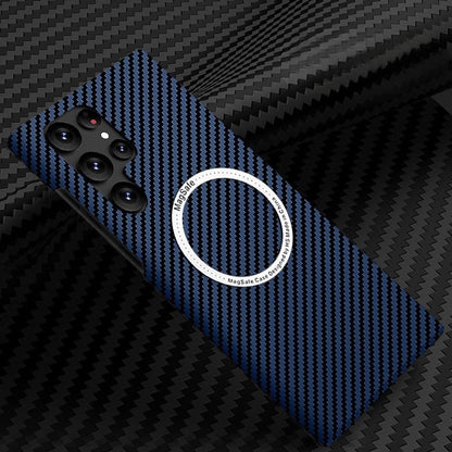 Color-blocked carbon fiber magnetic Samsung phone case