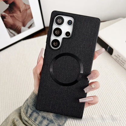 Solid color fabric magnetic Samsung phone case