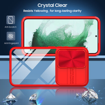 Transparent color-blocked sliding window Samsung phone case