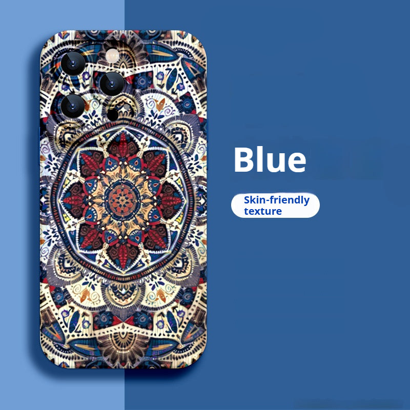 Ethnic Pattern Liquid Silicone Apple Phone Case