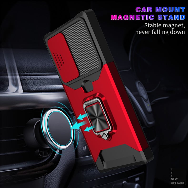 Card Sliding Window Anti-fall Car Ring Holder Phone Case For Samsung