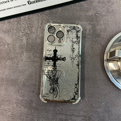 Glitter electroplated four-corner Apple phone case