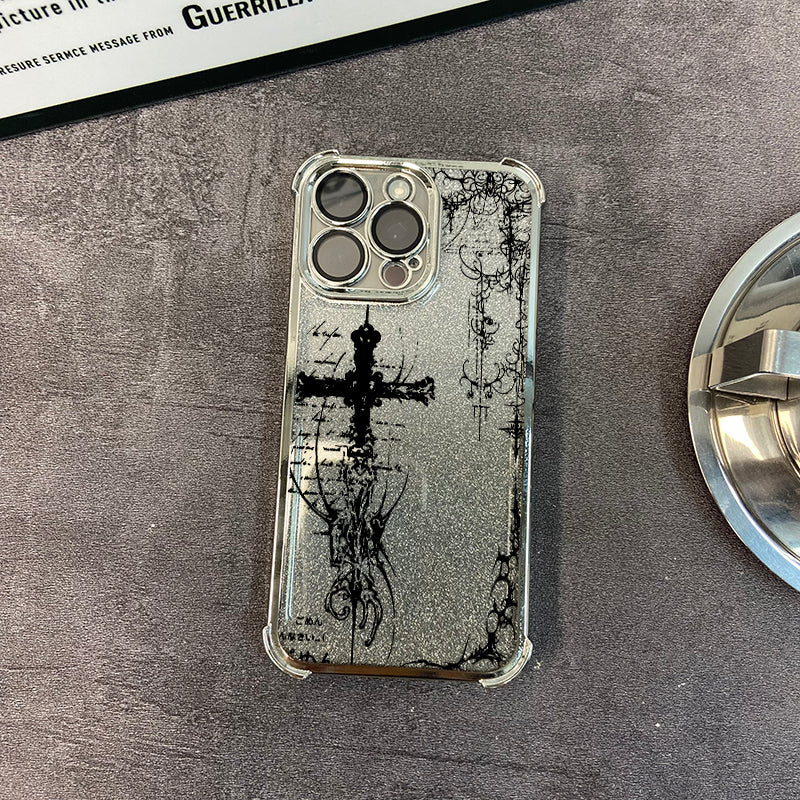 Glitter electroplated four-corner Apple phone case