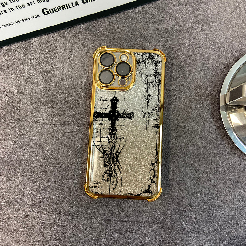 Glitter electroplated four-corner Apple phone case
