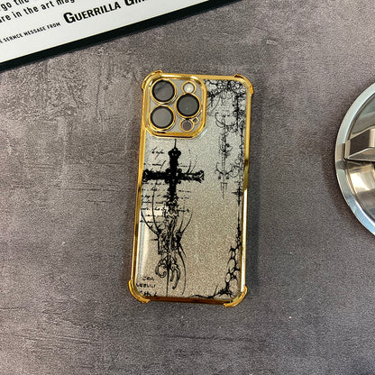 Glitter electroplated four-corner Apple phone case