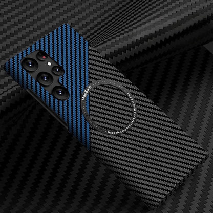 Color-blocked carbon fiber magnetic Samsung phone case