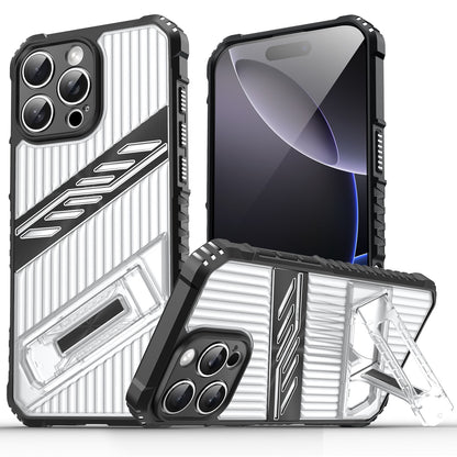 Transparent striped back panel invisible stand Apple phone case