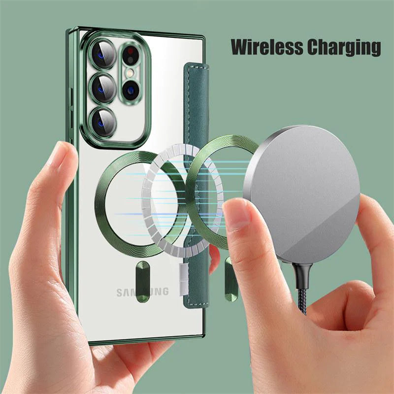 Luxury Flip Business Leather Wireless Charging Phone Case For Samsung