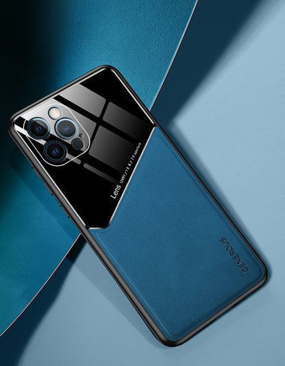 Full-coverage leather textured magnetic Apple phone case