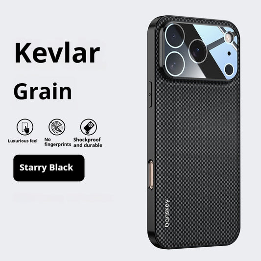Kevlar carbon fiber pattern lens film anti-drop Apple phone case