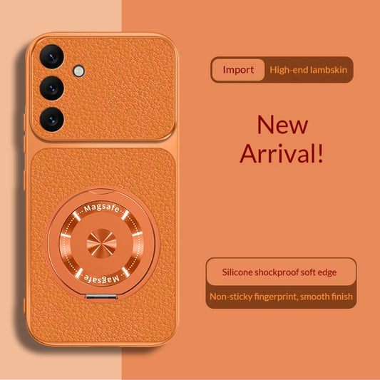 Skin-friendly lambskin magnetic stand Samsung phone case