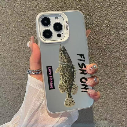 Lure Fishing Themed Silver Apple iPhone Hard Case