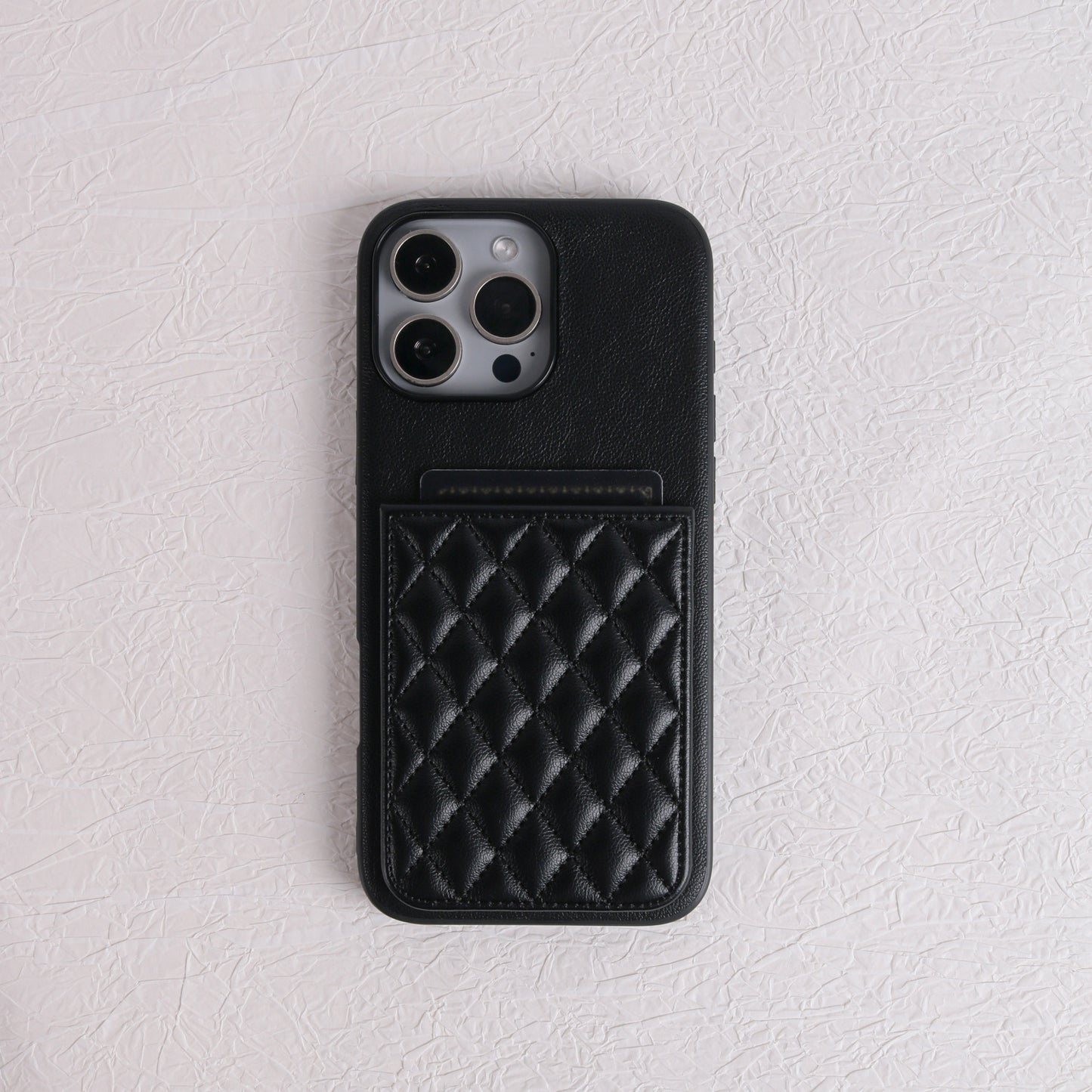Minimalist Quilted-Style Lambskin-Texture iPhone Case