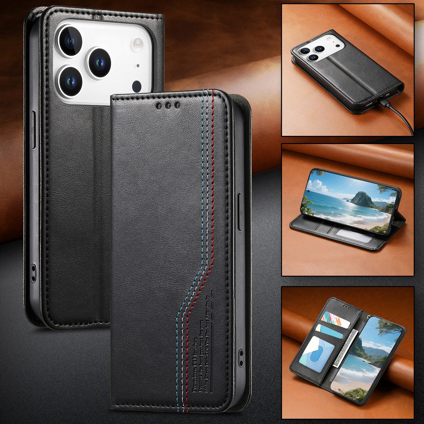 Business flip magnetic Apple phone case