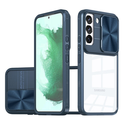Transparent color-blocked sliding window Samsung phone case