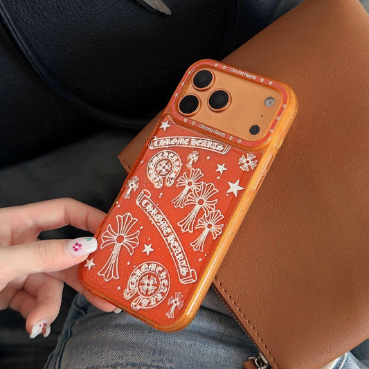 Premium-feel full-coverage Chrome Hearts-style iPhone case