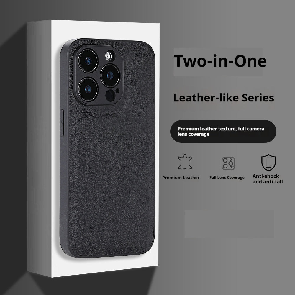 Niche two-in-one litchi pattern Apple mobile phone case