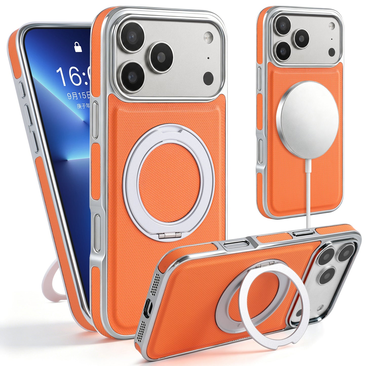 High-end magnetic leather stand Apple phone case