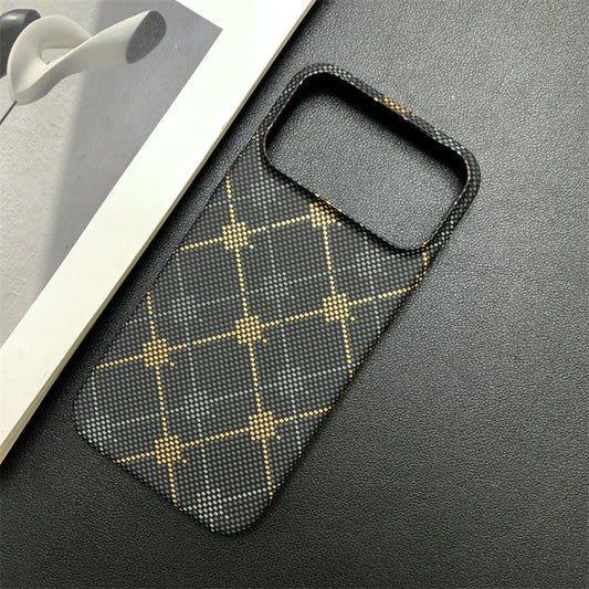 Embossed carbon fiber textured Apple phone case