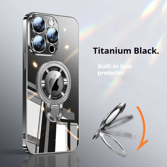 U shield electroplating PC magnetic bracket Apple mobile phone case