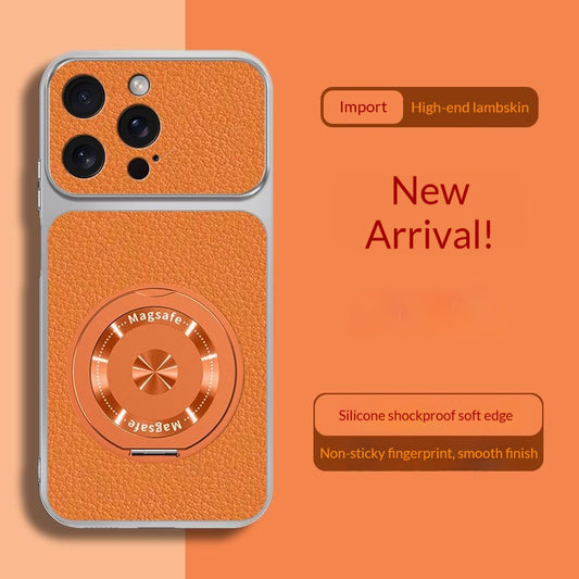 Skin-friendly lambskin magnetic stand Apple phone case