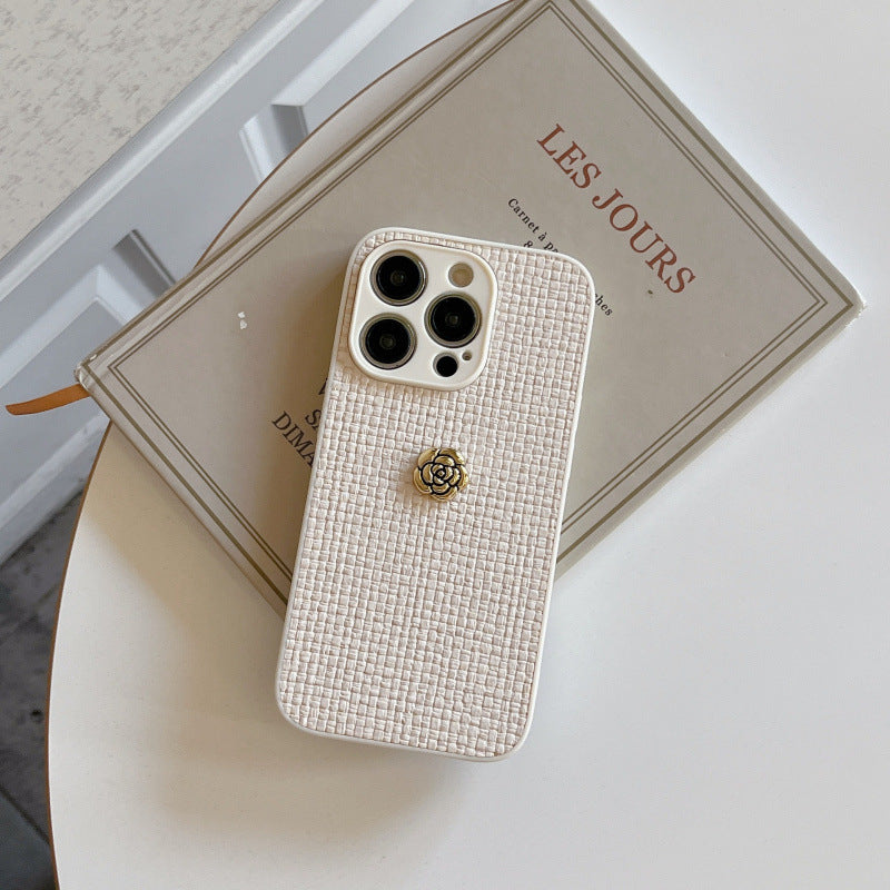 3D Camellia Woven Pattern Apple Phone Case
