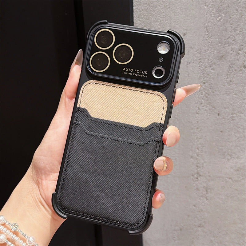 Leather SIM card slot four-corner anti-drop iPhone case