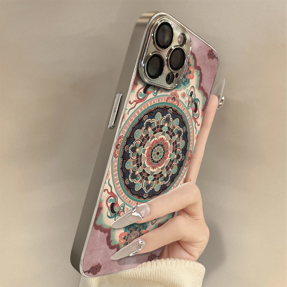 Electroplated lambskin shockproof Apple phone case