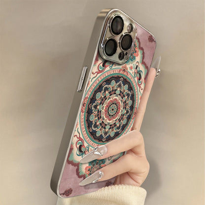 Electroplated lambskin shockproof Apple phone case