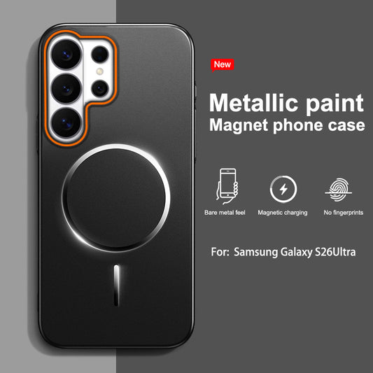 Full-coverage painted Samsung phone case with thin magnetic closure