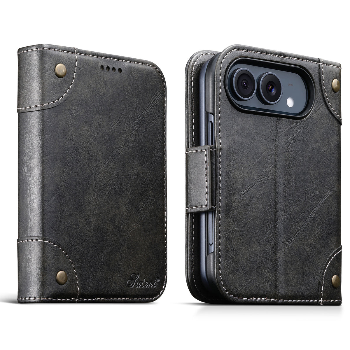 Folio-style card-holder leather case for iPhone Duo