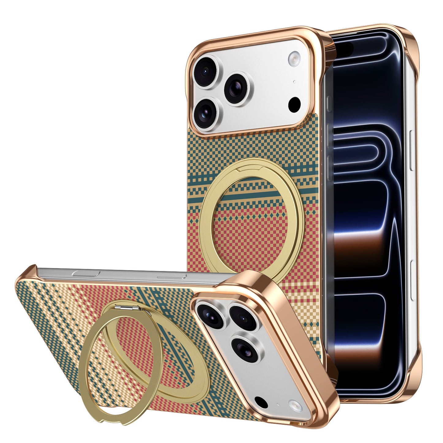 Kevlar Frameless Rotating Magnetic Kickstand Case for iPhone