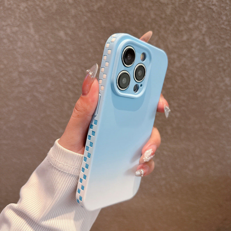 Skin-textured square gradient color Apple phone case