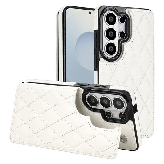 Luxury diamond-patterned leather double buckle Samsung phone case