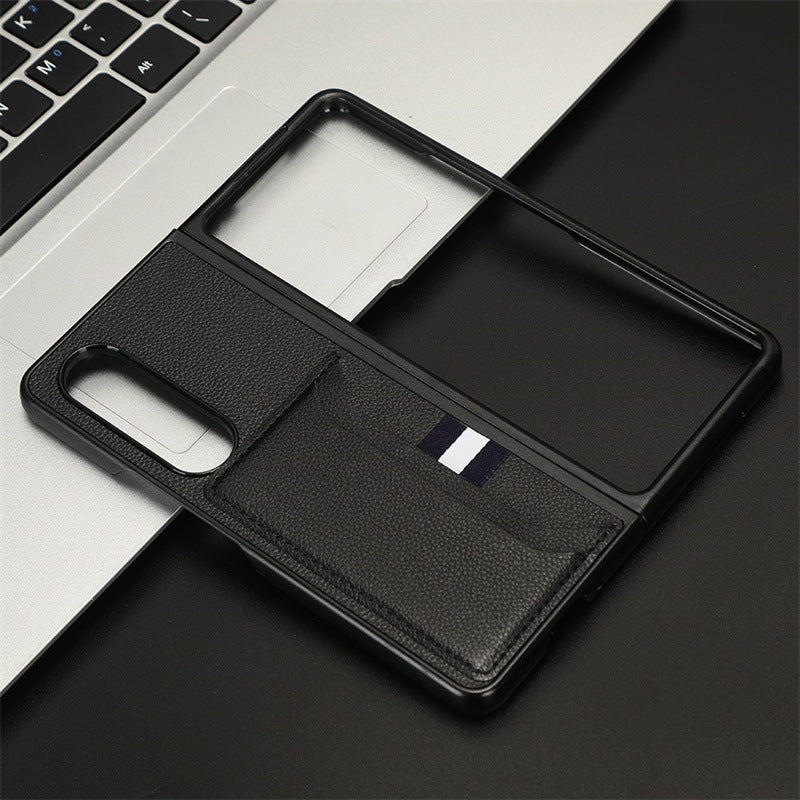 Litchi pattern card slot sticker Samsung Z Fold mobile phone case