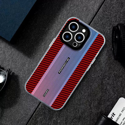 Gradient carbon fiber laser iPhone case