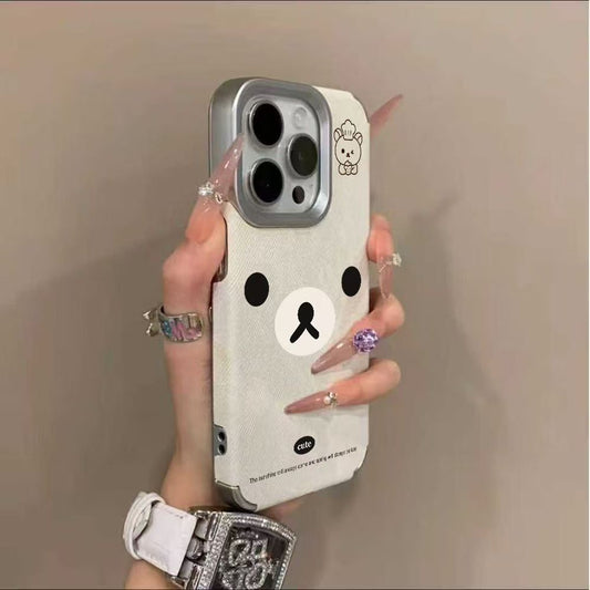 Electroplating retro denim pattern bear Apple phone case
