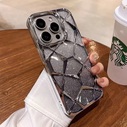 Electroplated diamond-patterned gradient glitter Apple phone case