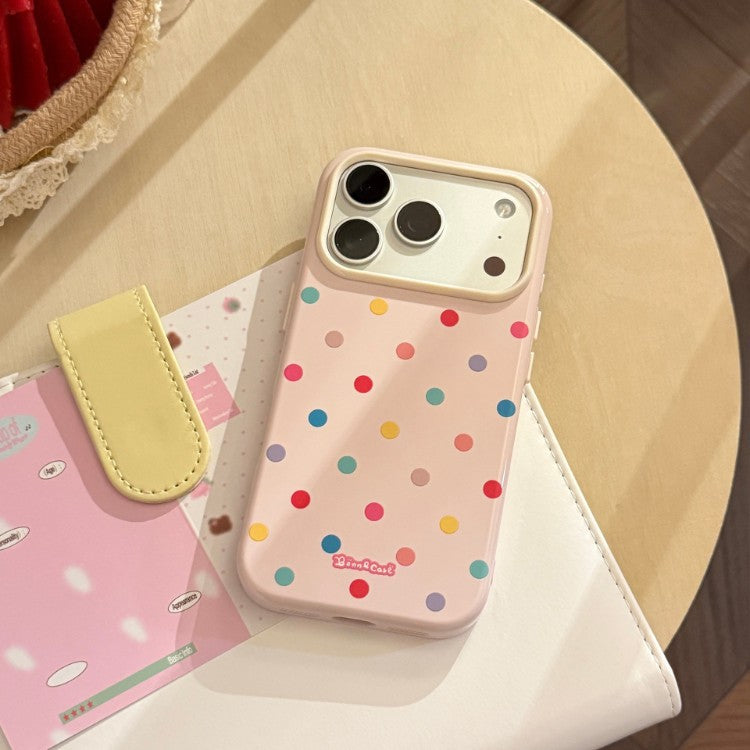Color-blocked polka dot anti-drop iPhone case