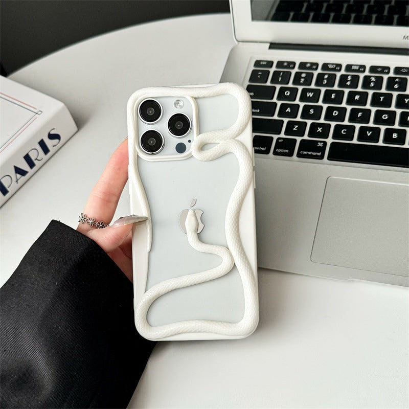 Electroplating three-dimensional matte hollow snake Apple phone case