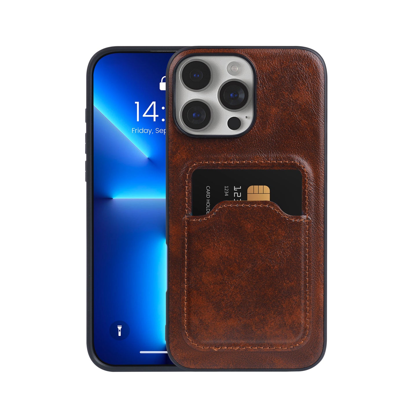 Minimalist Retro PU Leather iPhone Case with Integrated Card Holder