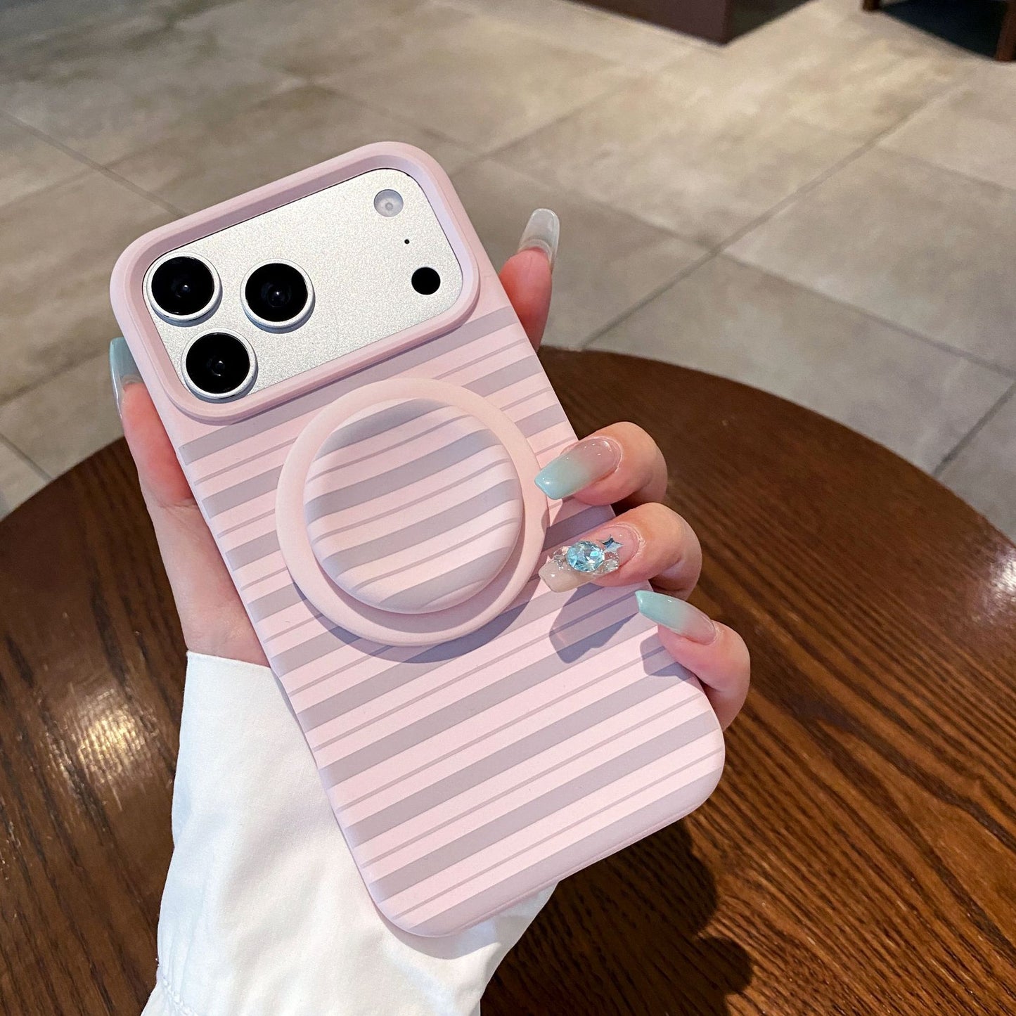 Stylish Striped Magnetic Silicone iPhone Case with Large Cutouts