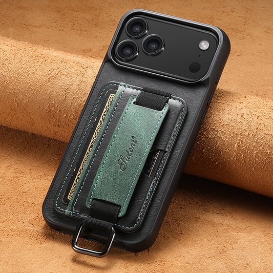 Card insert wrist strap ring buckle Apple phone case