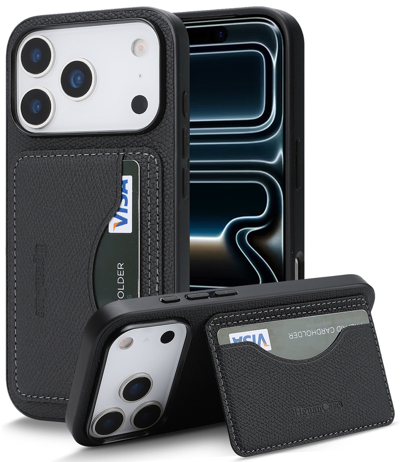 Apple phone case with stand and card slot